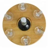 Rotatable Bamboo Red Wine Rack with Glass Cup Holder
