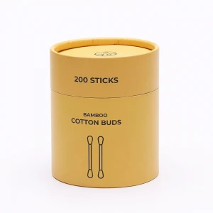 Round Paper Box Make-up wooden stick cotton bud swab, double tip bamboo cotton buds ear clean tools