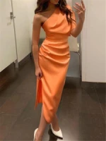 S1116 Top Quality Lady Sheer Cocktail Dress One Shoulder Girls Party Dresses