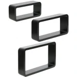 Set of 3 Cube Floating Shelves Painting Style Living Packing Room Modern Finish Furniture
