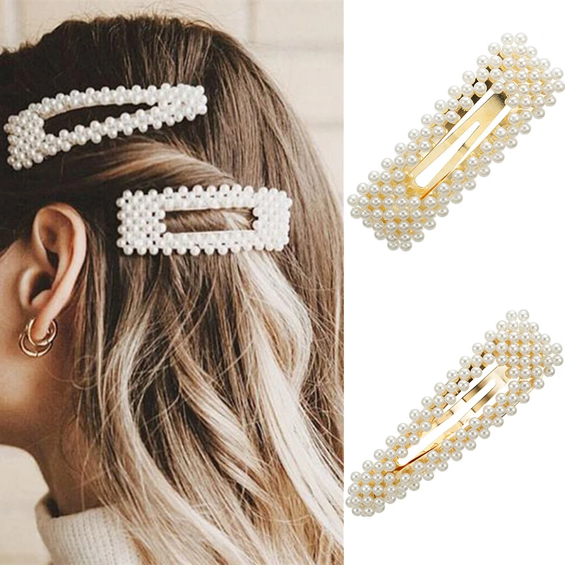 Simulation Pearl Barrette Set Hair Accessories For Women Fashion Wedding Jewelry Ivory Bead Hairpins Clip Girls