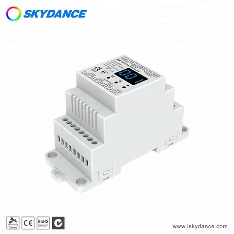 SKYDANCE D4 4 Channels 5A/CH 12-24VDCDMX512 RDM RGBW Din Rail Decoder DMX Decoder PWM DMX512 CE ROHS DMX Controller LED Dimmers