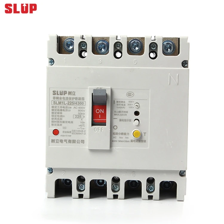 SLM1L-250 250A High quality earth leakage mccb electrical moulded case Residual current circuit breaker switch