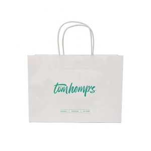 Small Size Packaging Foldable Carrier Custom Logo Printing Food White Twist Handle Paper Bag