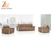 Small size stainless steel frame genuine leather modern office sofa