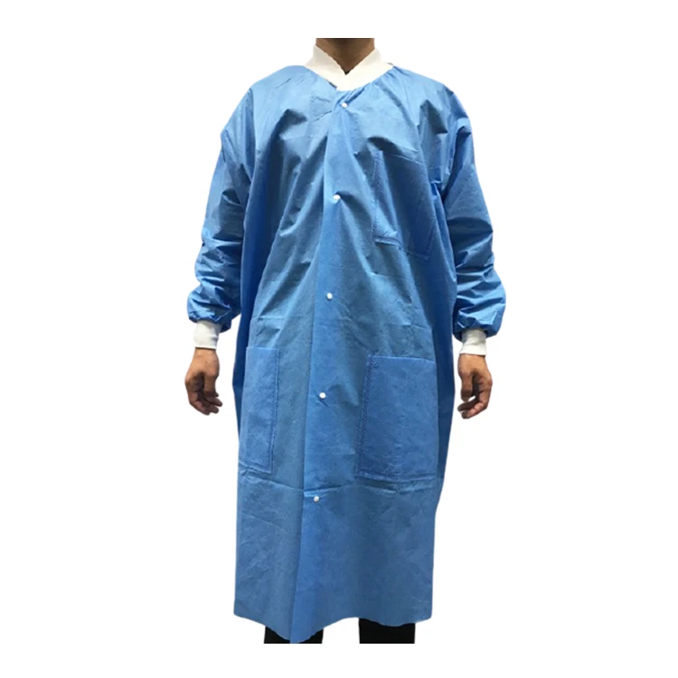 SMS disposable  Medical  blue lab coat medical non woven  Lab Coat Isolation gown  GB18401-2010 Class B ultrasonic