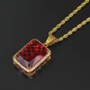 SN197  bling bling 3 colors Crystal with Stainless Steel Pendant Necklace Hip Hop Jewelry