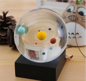 Solar System 80mm Crystal Ball Home and Office Decor with A Stand Planet Educational Ball with Gift Box