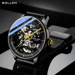 SOLLEN 2020 automatic mechanical luxury watch men's high quality movement  hollow design waterproof