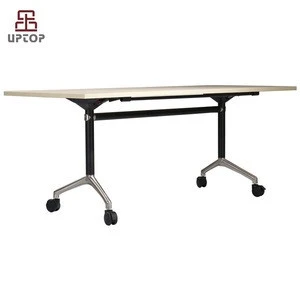 (SP-FT406) Wholesale wood office desk folding table with casters