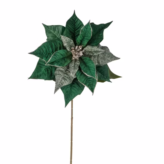 Factory Wholesale Special Design Christmas Primitive Poinsettia Artificial Flower Stem