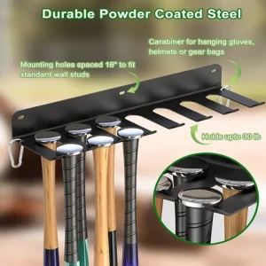 Sports Retail Store Hanging Display Wall Mounted Type Metal Baseball Bat Rack