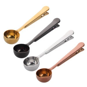 Stainless Steel coffee measuring spoon with clip measuring coffee scoop