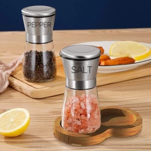 Stainless Steel Lid Decorative Custom Salt and Pepper Shakers Pepper Spice Seasoning Bottle Kitchen Glass Salt Spice Jars