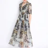 Summer New Product Simple Fashion Floral Print Short Sleeve Bohemia Loose Casual Dress Women