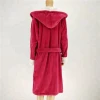 super cozy coral pompom fluffy robe sherpa hood cuff women fleece bathrobe ladies long nightgown