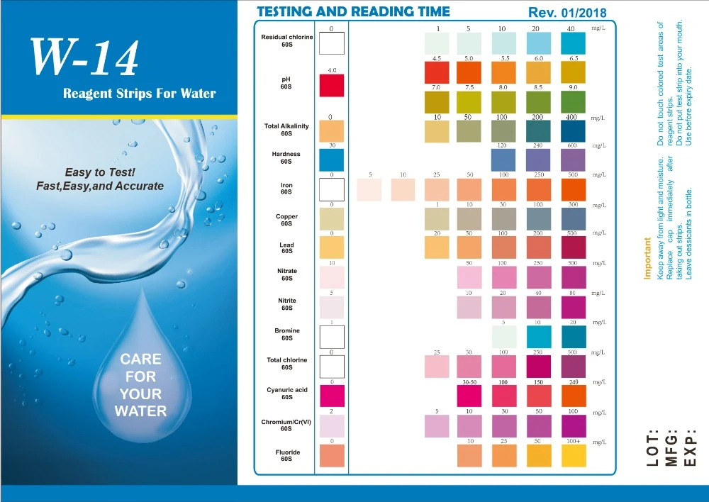 Swimming pool ,Spa and Drinking Water Test Kit Testing Strips  para1-39 parameters