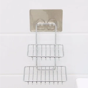 Taizhou Shuangqing Bathroom Double Layer Stainless Steel Wall Hanging Sponge Shower  Soap Holder Soap Dish