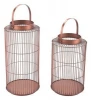 Tall Wire Hurricane rose gold metal Candle lantern