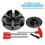 TASP 4" Wood Lathe Chuck 4 Jaw Self-Centering Woodworking Turning Tool with 2 Jaw Sets Mount Thread 1 Inch 8TPI / M33x3.5