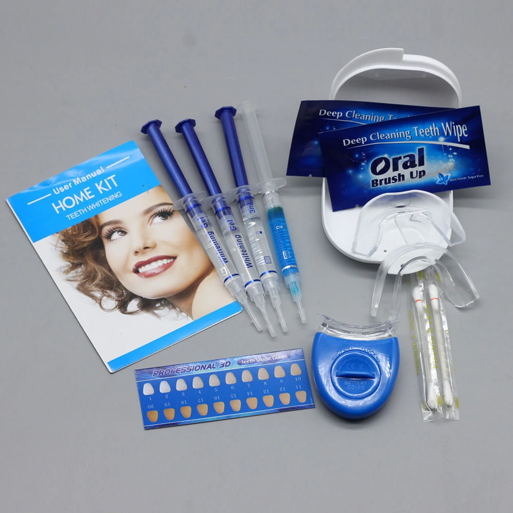 Teeth Whitening Kit With 4 Gel 2 Strips 1 Light 1 Box Tooth Whitener Bleach Bright White  Oral Hygiene Dental Care Bleaching