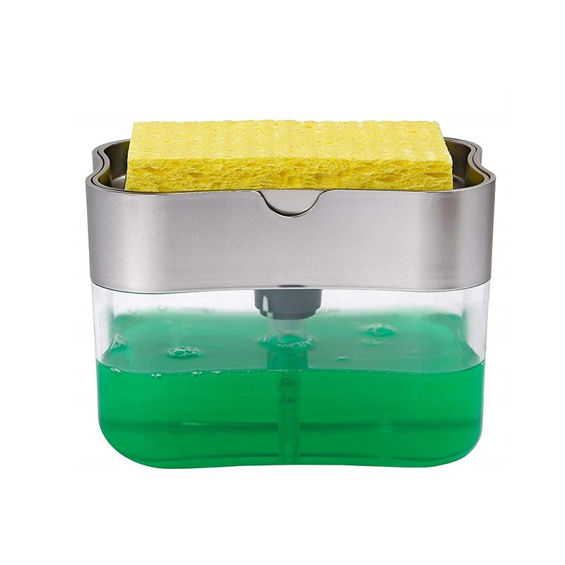 Top Innovative Design Liquid Dish Washing Pump Soap Dispenser With Sponge holder Cleaning Sponge Brush Kitchen Sink Scrubber Pad