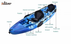 top sale sea fishing sit on 2+1 family canoe kayak with paddle