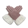 Touch screen winter ladies girls cute cartoon fur thermal riding faux rabbit gloves