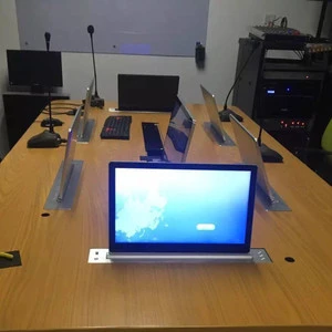 Ultra-thin motorized lcd monitor pop up for Conferencing Equipment Video Conference System