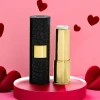 Valentine Gift Black Leather Feel Button-Pressed Luxury Lipstick Tube Custom Color Lipstick Container Empty Lipstick Packaging