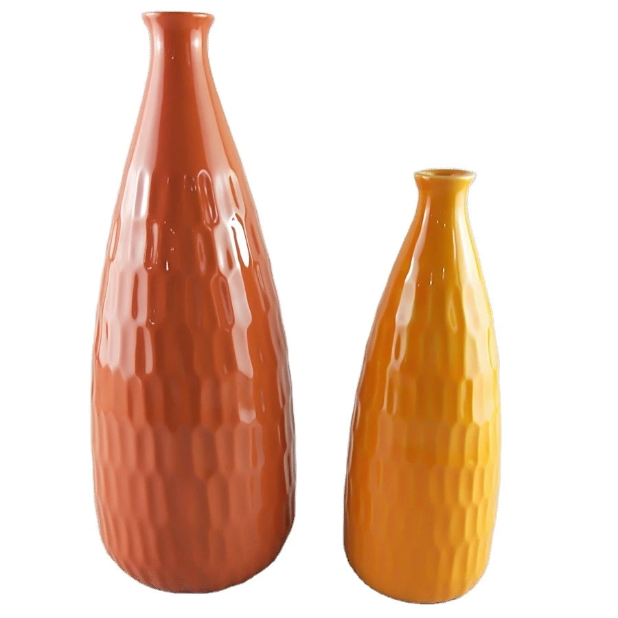 Vases Porcelain Ceramic Orange Flower Customized Europe Box Logo Item Style Packing Modern Hotel