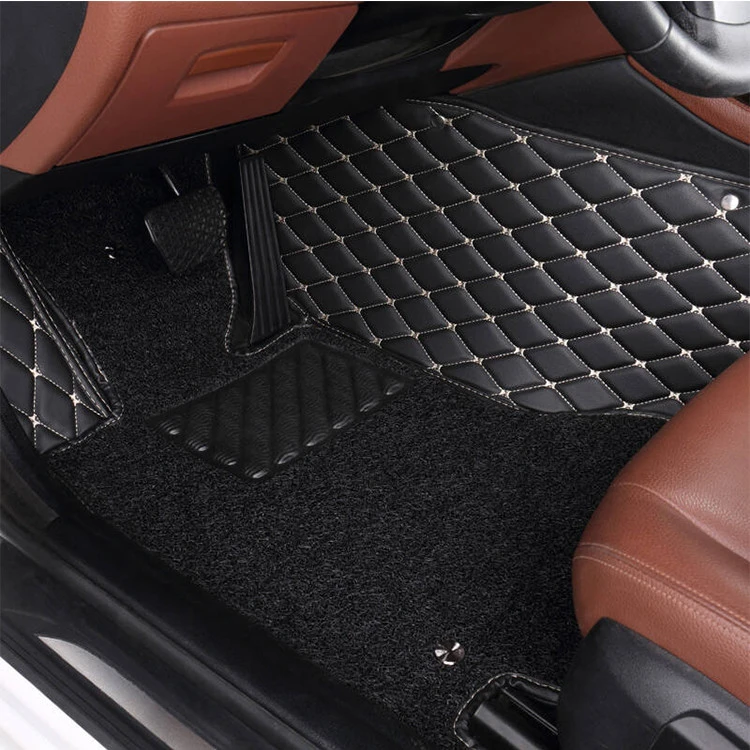 Waterproof Leather Spliced Car Floor Covering Mat Foot Pad