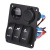 Waterproof Marine/Boat/Rvs/Truck Rocker Switch Panel 3 Gang with 2 Charger USB 2 Slot Blue LED Toggle Dashboard
