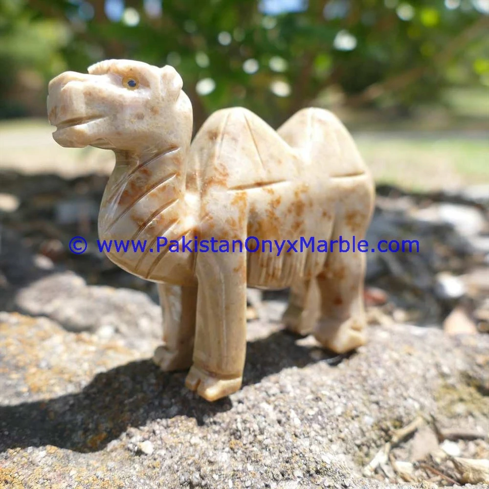 Well Polished Natural Stone marble animals camels statue sculpture figurine handcarved natural stone