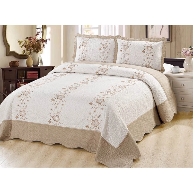 Wholesale 200gsm 50% polyester 50% cotton colourful embroidery bedspread