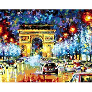 Wholesale Abstract Arc de Triomphe Oil Paint By Number For Wholesale, Victory Gate DIY Painting By Number Triumphal Arch Pic Art
