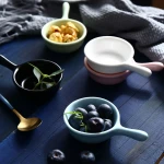 Wholesale Color Glaze Seasoning Ceramic Hand Dish Sauce Soy Sauce Vinegar Dish Creative Mini with Handle Discretion Small Plate