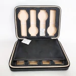 Wholesale custom leather watch package gift box zipper close 8 slot watch case