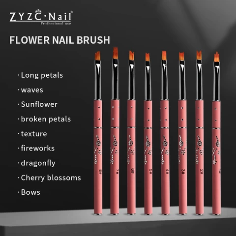 wholesale custom logo nail art acrylic size 8 manicure uv gel liner flower drawing brush supply painting pen set