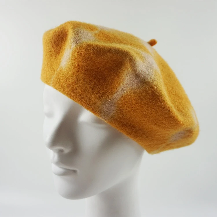 Wholesale Fashion Custom 3 Colors 100% Wool Ladies Tie Dye Beret Hat