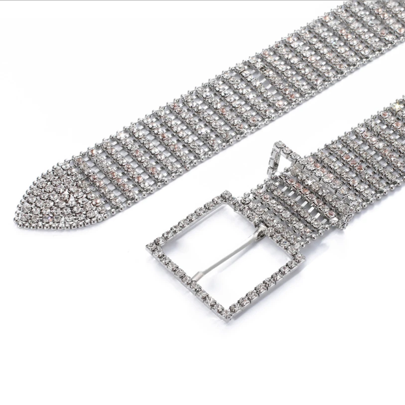Wholesale Gold Silver Metal Chain Belt Crystal Belt Shiny Waistband Casual Party Dress Belt Chain Women