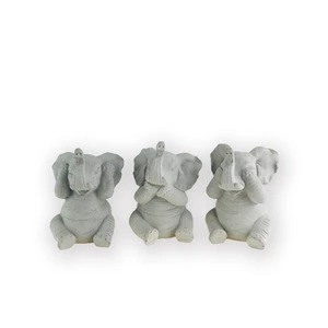 Wholesale Grey resin See Hear  Speak No 30cm concrete animal elephant Garden Statue