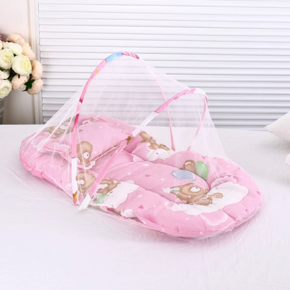 Wholesale high quality large portable folding -installation with the sleeping cushion pillow super soft baby mosquito net