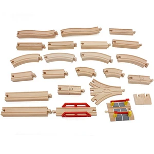Wholesale interesting train set construction toy wooden train accessories toy for children W04C097