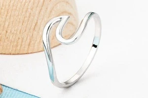 Wholesale Irregular Geometry Jewelry Simple Design Wave 925 Sterling Silver Ring