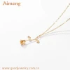 Wholesale korean styles metal long gold plated chain rose flower pendant necklace jewelry