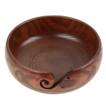 Wholesale Natural Handmade Wave Hole Storage Sewing Holder Yarn Crochet Hand Knitting Wooden Yarn Bowl