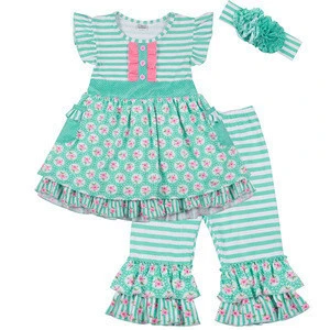 Wholesale Newest Spring Children Clothes Fashion Baby Girl Clothing Sets Adorable Kids Boutique Outfits