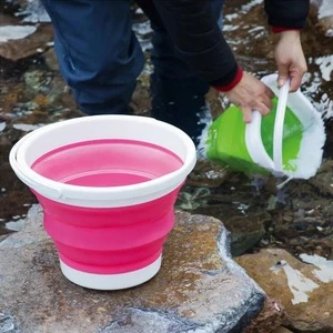 Wholesale plastic outdoor fishing portable environmental protection silicone folding bucket