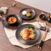 wholesale round japanese style black porcelain ceramic plate